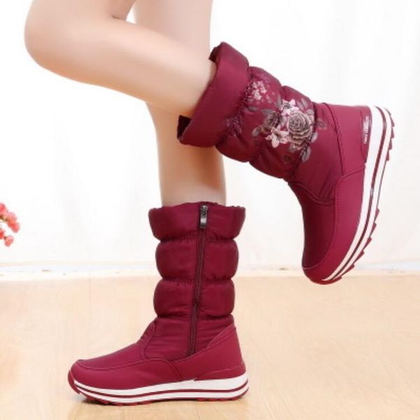 

new brand classic women winter boots women mid-calf snow boots female warm fur plush insole botas mujer 2020 w609, Black
