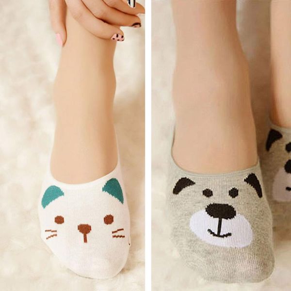 

women socks candy color small animal cartoon pattern boat sock for summer breathable casual girls funny fashion, Black;white