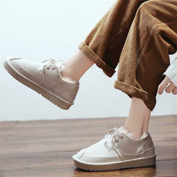 

jianbudan women snow boots suede leather plush warm flat cotton shoes women's winter ankle boots casual soft fur snow, Black