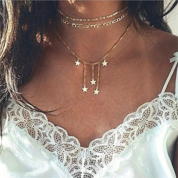 

modyle gold color star party women pendant necklace fashion female choker necklaces jewelry simple ladies jewelry, Silver