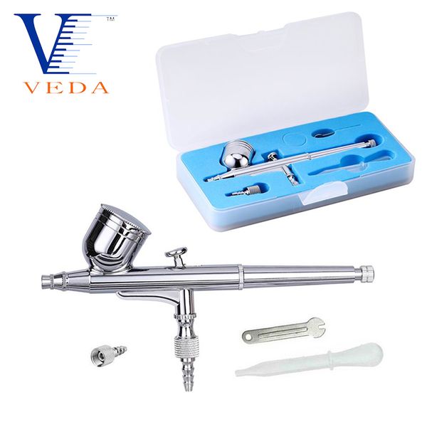 

veda airbrush set dual-action gravity feed with 0.3mm air brush spray gun kits for spray auto painting art crafts tattoos cake