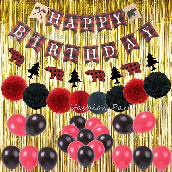 

party decoration birthday decorations boy pobooth backdrop foil gold curtain lumberjack theme wall supplies