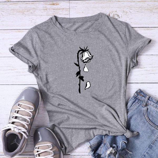 

short sleeved designer 19ss women tshirts summer rose printed stylish, White