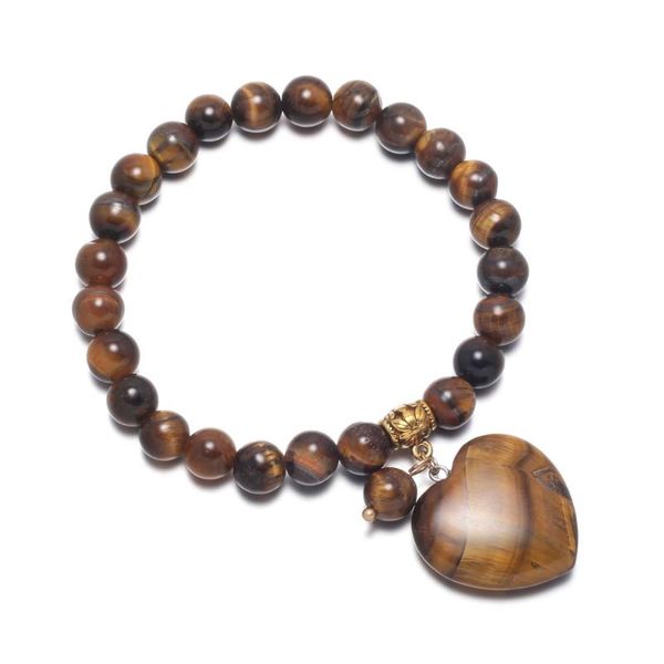 

beaded, strands 2021 natural stone beads bracelets semi-tone pendant jewelry for women tiger eyes birthday gift 18.5cm, Black