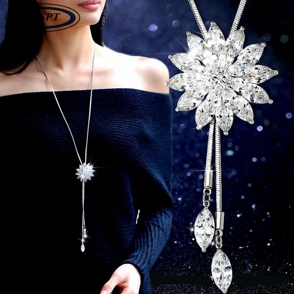 

chokers internet celebrity fashion adjustable crystal pendant necklace superior quality temperamental sweater chain bosom friend gift, Golden;silver