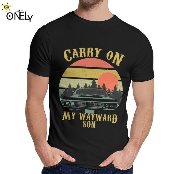 

round collar supernatural carry on my wyward son retro vintage t shirt