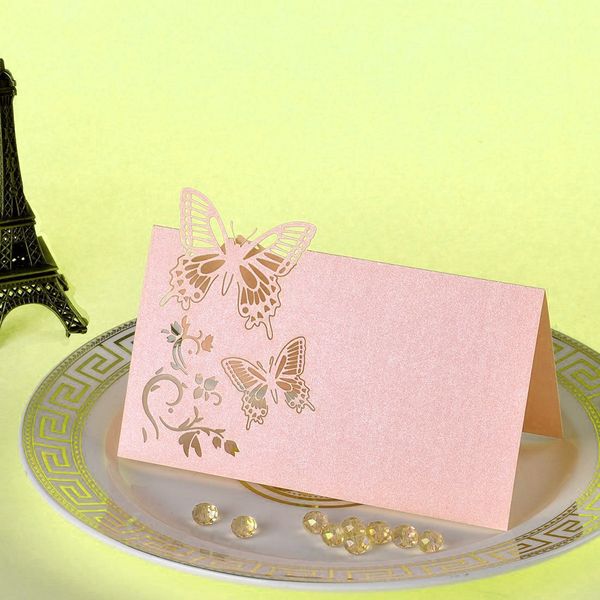 

50pcs butterfly place cards table name number wedding party decoration white/pink, Black
