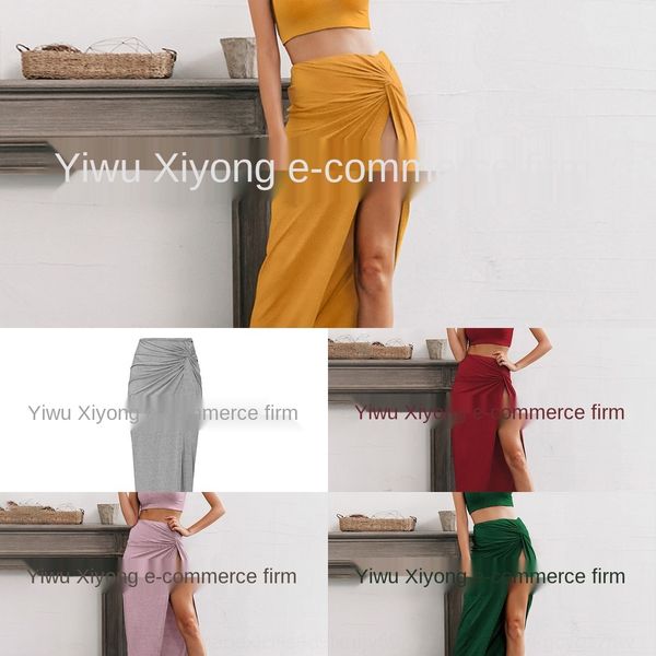 

2020 лета нового вязаное супер эластичного dressvest платье жилет сплошного цвета сексуального плотно платье из двух частей набора offcd, Gray