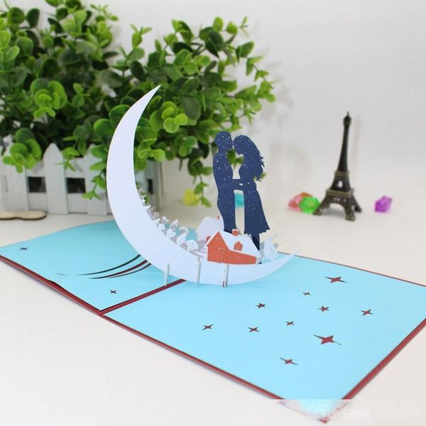 

new wedding love moon invitation 3d laser cut paper cutting wish greeting cards pop up kirigami custom valentine s day gift