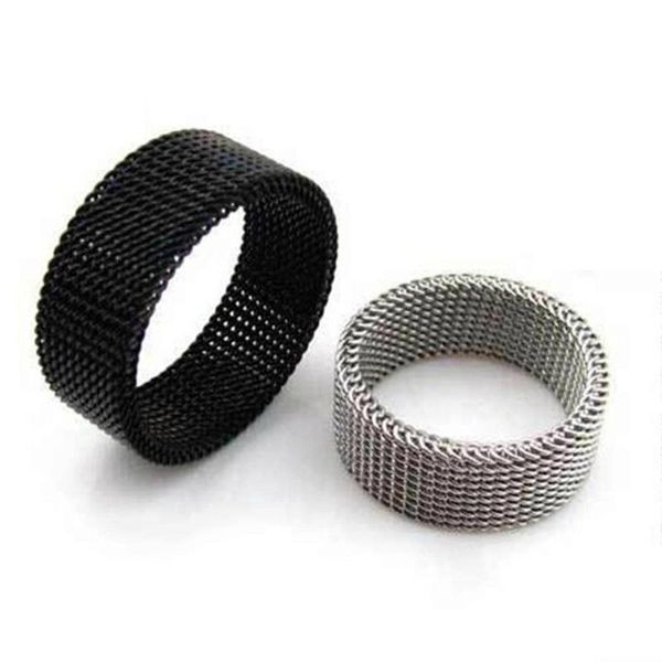 

wedding rings stainless steel mesh ring classic fashion punk retro for women men jewelry gifts, Slivery;golden