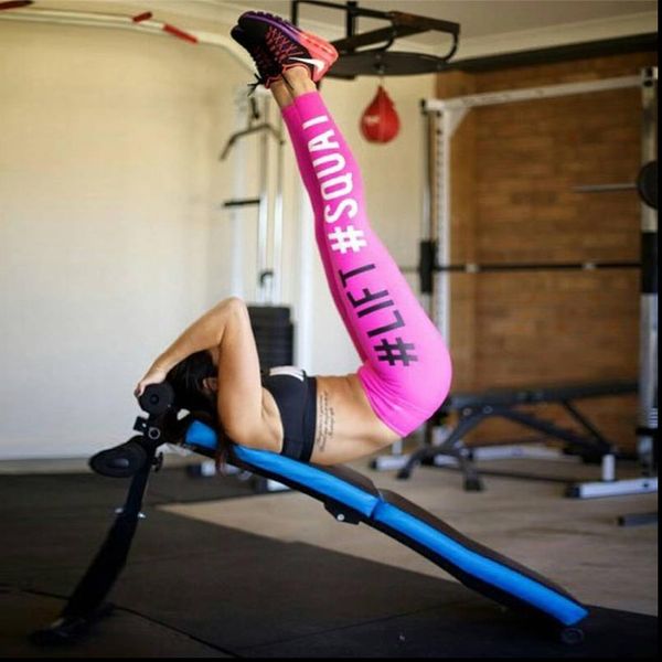 

summer style womens leggings lift letter print push up hips pants workout fitness leggings slim trousers, Black
