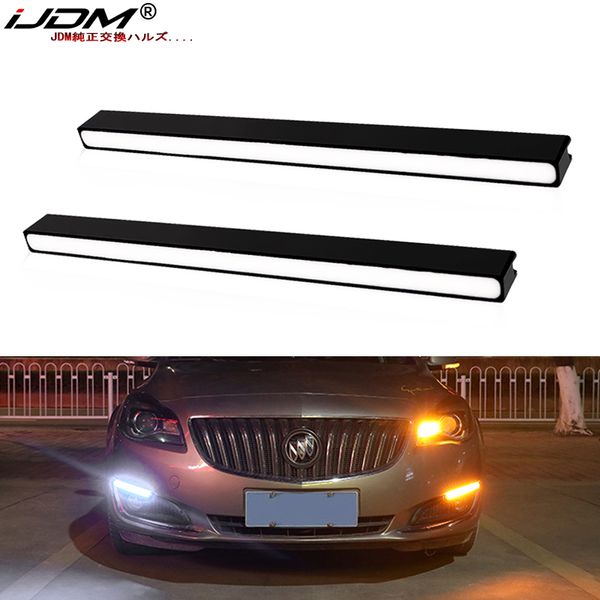 

ijdm slim-fit white/amber sequential blink switchback led daytime running light bar, universal fit compatible with most car suv