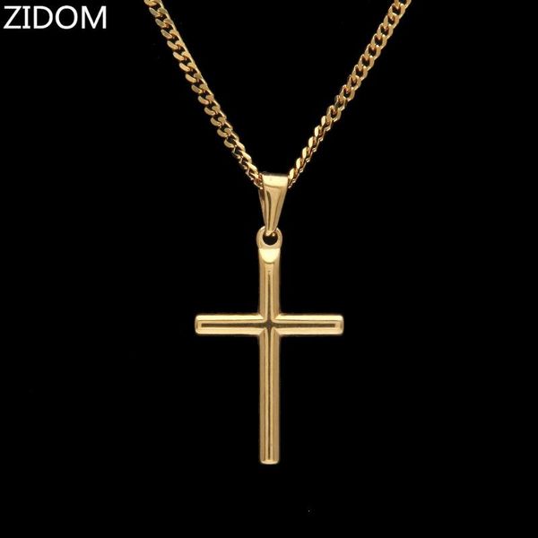 

gold color stainless steel cross pendant necklaces men hiphop/rock fashion vintage necklace male jewelry gifts, Silver