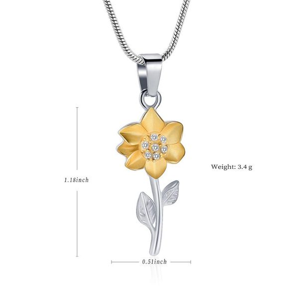 

lkj12132 sunflower cremation necklace for women gift bring good luck to your loved ones ashes urn memorial, Silver