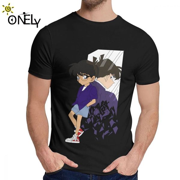 

popular case closed japanese detective manga series t-shirt for soft pure cotton short sleeve crewneck