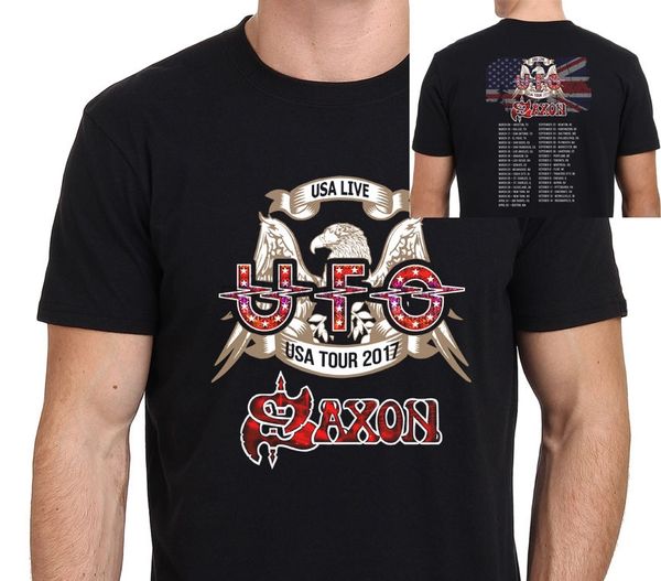 

new ufo &amp saxon us tour 2019 mens black t-shirt size s-to-xxl