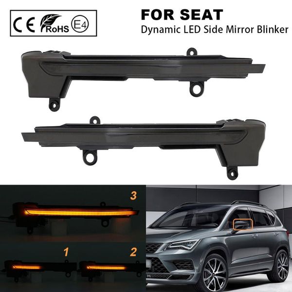 

2x smoke led dynamic mirror blinker light turn signal lamp amber light for seat ateca 2020- seat tarraco 5f 2020