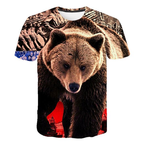 

russian bear animal 3d print shirts graphic aesthetic graphic men clothing