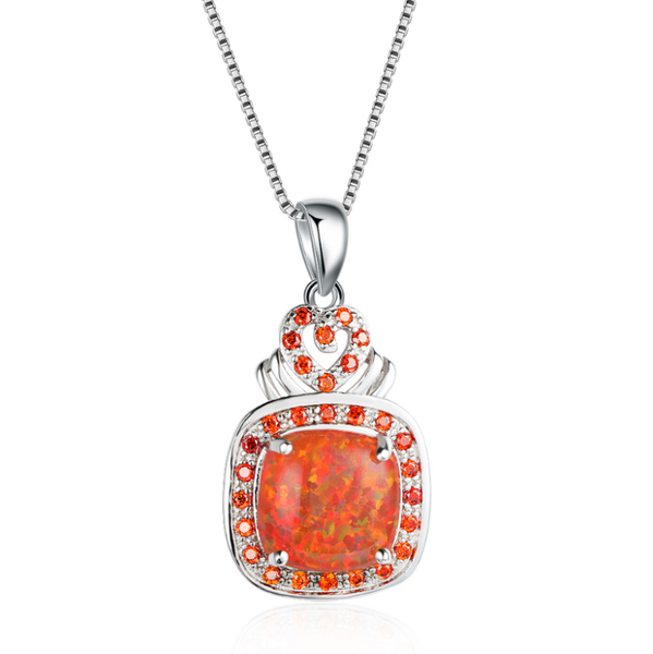 

pendant necklaces opal square necklace for women 2021 jewelry simple holiday gift light luxury fashion couple, Silver