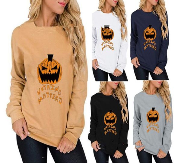 

halloween women sweatshirt pumpkin o neck long sleeve loose hoodie casual pullover printed breathable women clothing, Black