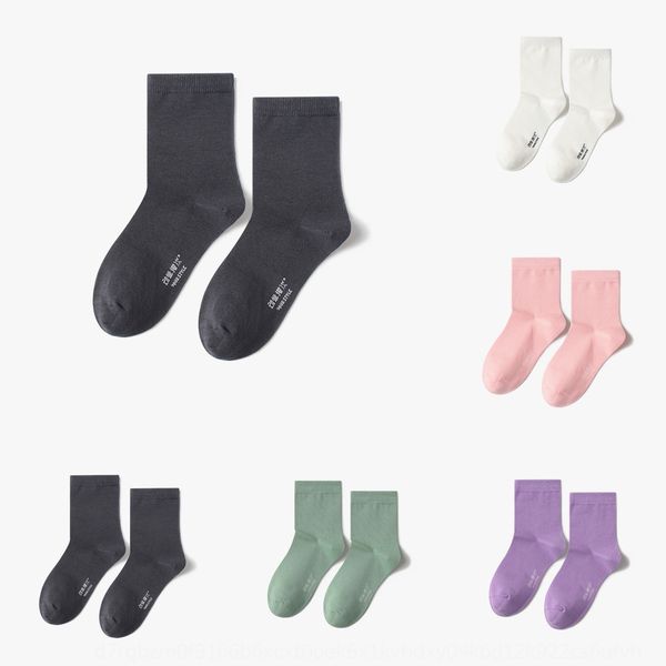 

women's mid-calf autumn and winter couple style simple solid color combed cotton and socks boneless sewing head street fashionable sock, Black