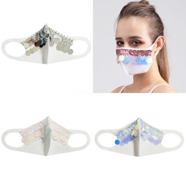 

sunscreen sequin mask fashion face mask washable sequin anti-dust masks soft against designer masks da700#103, Black