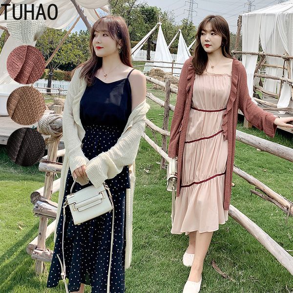

women's trench coats 2021 spring coat large size mid-length knitted cardigan knit long female casual clothing wm31, Tan;black