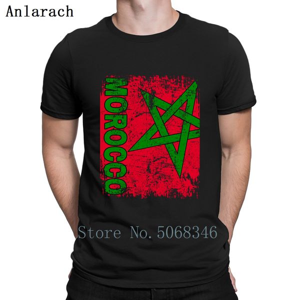 

morocco flag moroccan roots vintage look t shirt graphic fashion tee shirt spring autumn streetwear custom round collar shirt