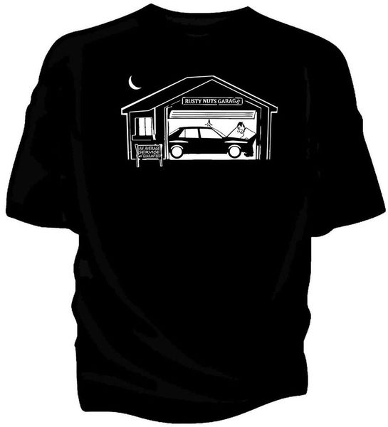 

rusty nuts garage services classic car humour t-shirt. lancia delta integrale