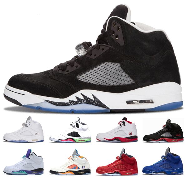

new arrival 5 oreo basketball shoes for men white cement black metallic red blue suede space jam metallic silver white grap sport sneakers