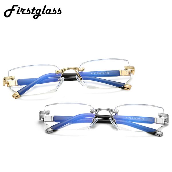 

sunglasses reading glasses men high-end diamond trimming anti blue light alloy frameless presbyopic women high quality, White;black