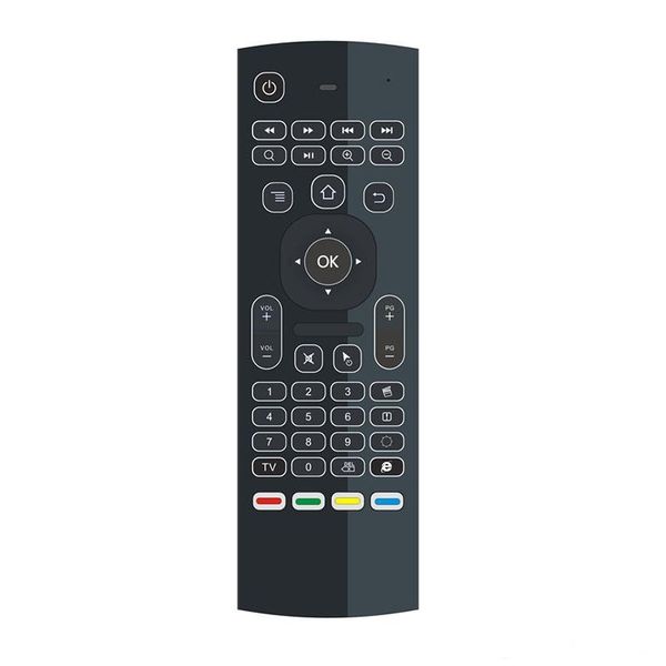 

mx3 backlight x8 mini keyboard with ir learning qwerty 2.4g wireless remote control 6axis fly air mouse backlit gampad for android tv box