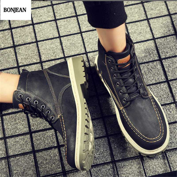 

bonjean 2020 fashion autumn early winter boots men shoes cool young men boots fashion street male footwear single ankle, Black