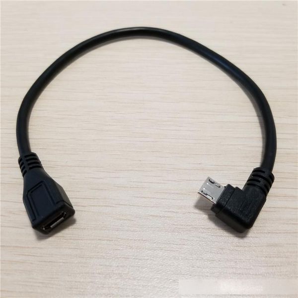 

10pcs/lot 90 degree right angle 5pin micro usb male to female extension data sync power charge cable 25cm