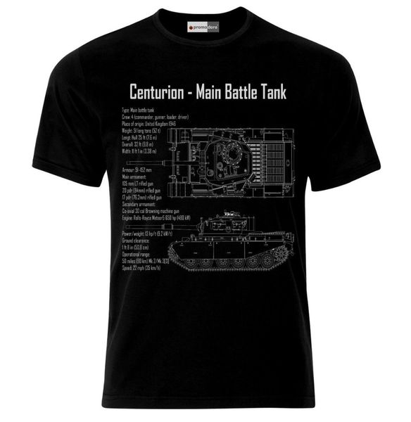 

men's t-shirt 2020 centurion tank british army panzer ww2 blueptint t-shirt tee shirt design
