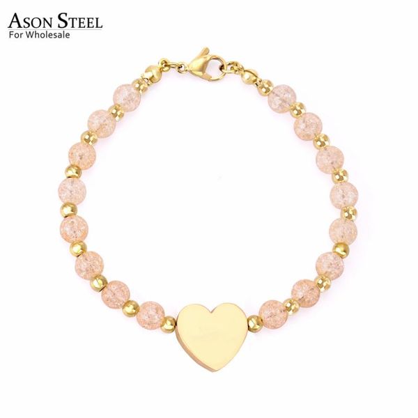 

link, chain asonsteel 316l stainless steel heart bangle women fashion crystal bracelet for female party gift accessories jewelry, Black