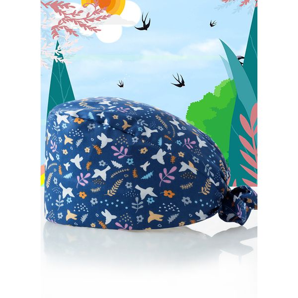 

multicolor printing fashion casual hat pure cotton gourd hat high-quality matte dustproof chef beanie, Blue;gray