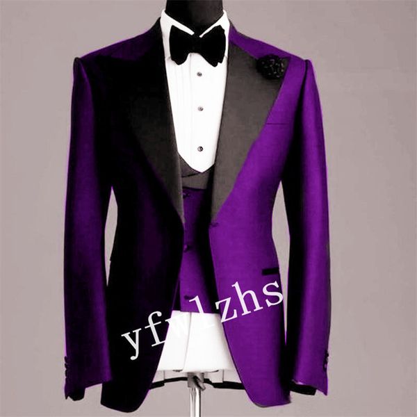

classic one button handsome groomsmen peak lapel groom tuxedos men suits wedding/prom man blazer ( jacket+pants+vest+tie) w301, Black;gray
