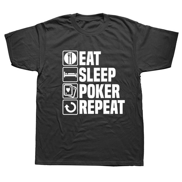 

новая мода марка хлопок одежда для печати вокруг шеи человек eat sleep poker мода футболка мужская одежда