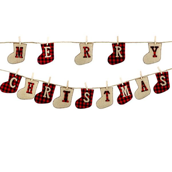 

рождество висячего украшений носков streamer плед diy декор kid подарки многоразового украшение