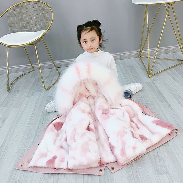 

girls faux fur coat kids jackets hooded detachable spring autumn jackets for girls boys winter parkas children snowsuit, Blue;gray