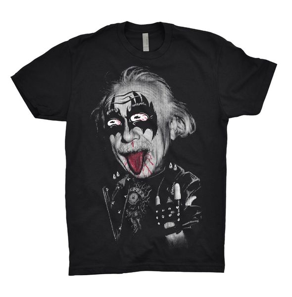 

albert rockeinstein einstein t shirt science e=mc2 parody rock metal geek summer 2019 100% cotton normal custom design shirts