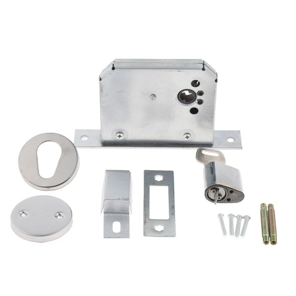 

invisible passage entry fire door lock set silver, includes lock body, lock cylinder and fastners, complete kit for installation