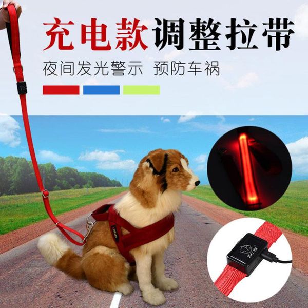 

pet dog products illuminate led bulb chagable leashes leads traction rope goods