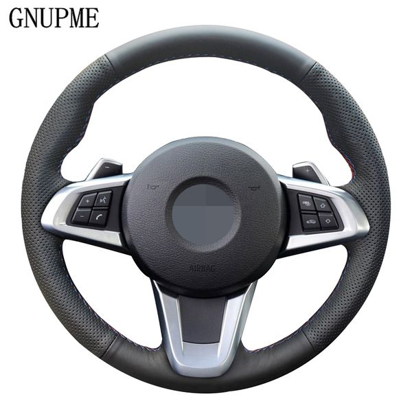 

diy hand-stitched black soft non-slip artificial leather car steering wheel cover for z4 e89 2009-2020
