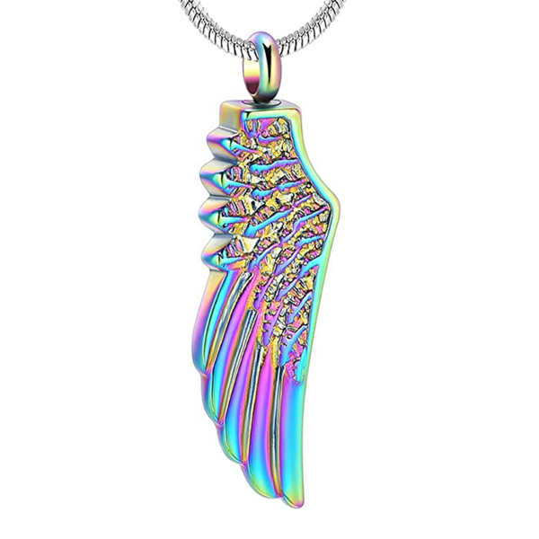 

stainless steel angel wing urn locket pendant for ashes keepsake memorial cremation jewelry for loved one, Silver