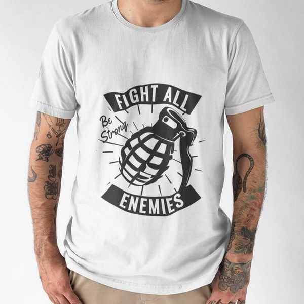 

fight all enemies men's white t-shirt size s-3xl colorful tee shirt