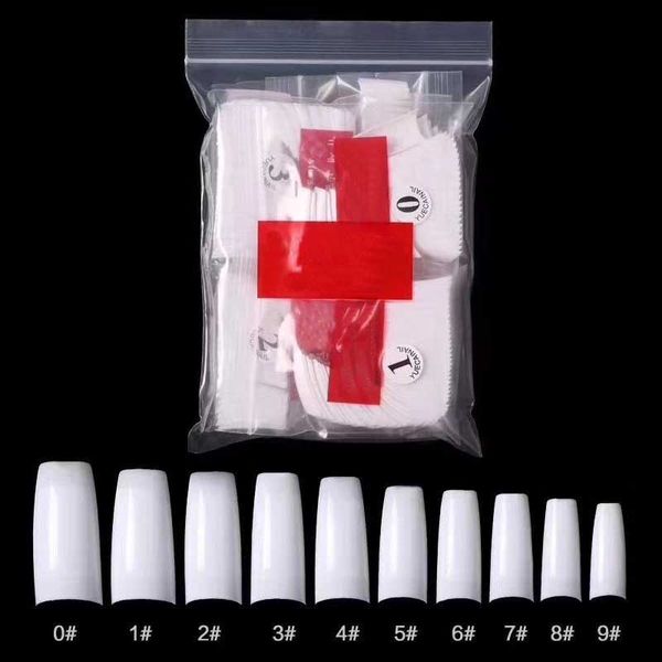 

false nails 500pcs clear white natural french acrylic nail tips uv gel ultra flexible - size #0- #9 pack of 500 fake, Red;gold