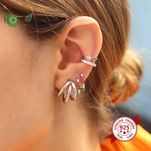 

925 sterling silver huggies small hoops earrings skinny rainbow boho classic minimal charming earrings thin hoops gift, Golden;silver