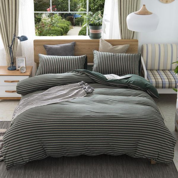 

43knitted cotton striped deep grey duvet cover set twin  king size ultra soft breathable bedding set bed sheet pillow shams